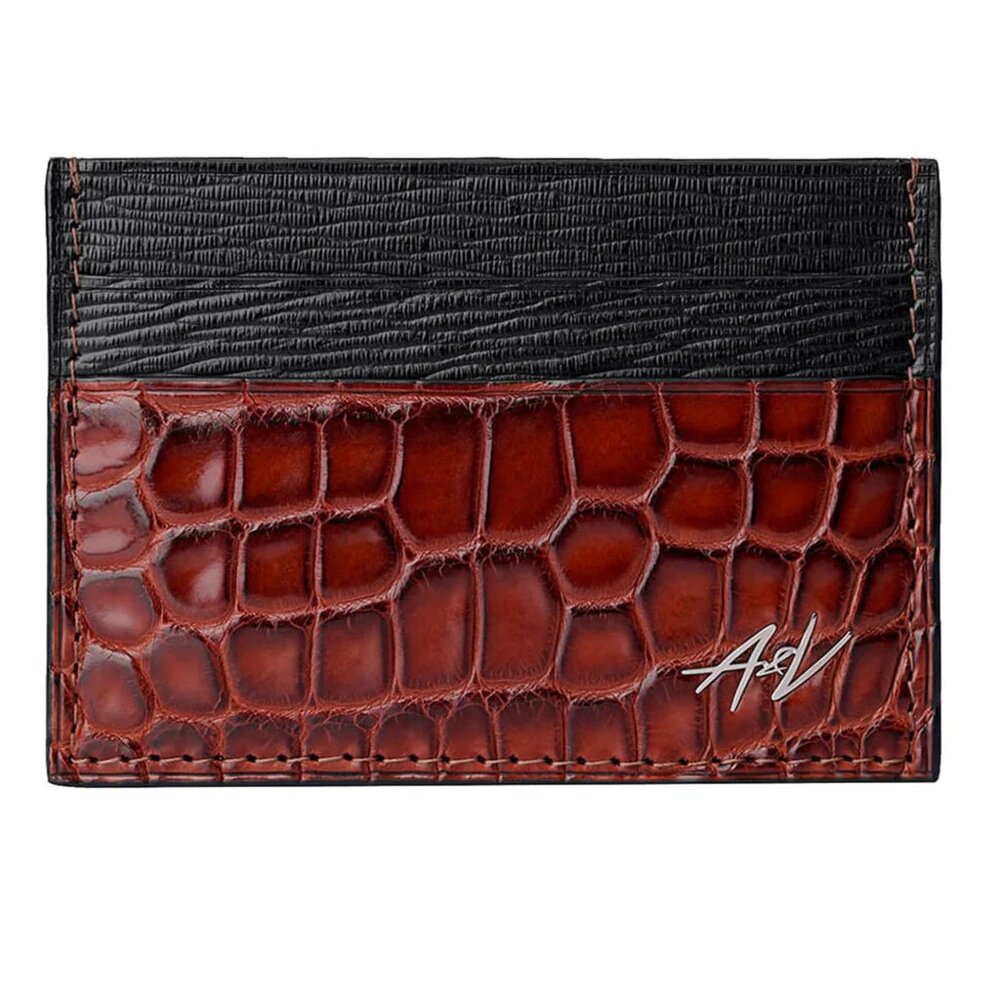 Timeless Alligator Card Case – Premium Feel - Milk Chocolate Color